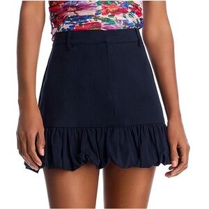 Aqua Dark Blue Bubble Mini Skirt with Flounce